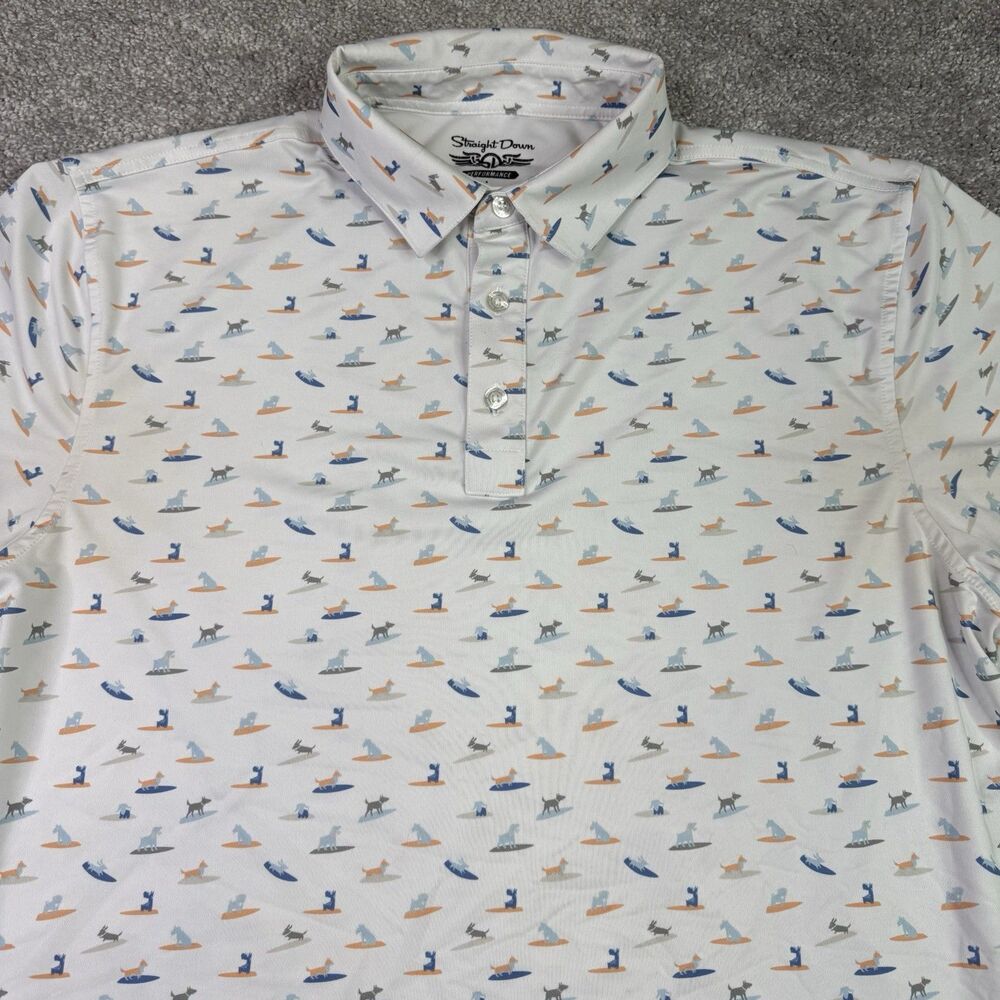 Straight Down Shirt Men’s Large White Performance Golf Polo Troon North